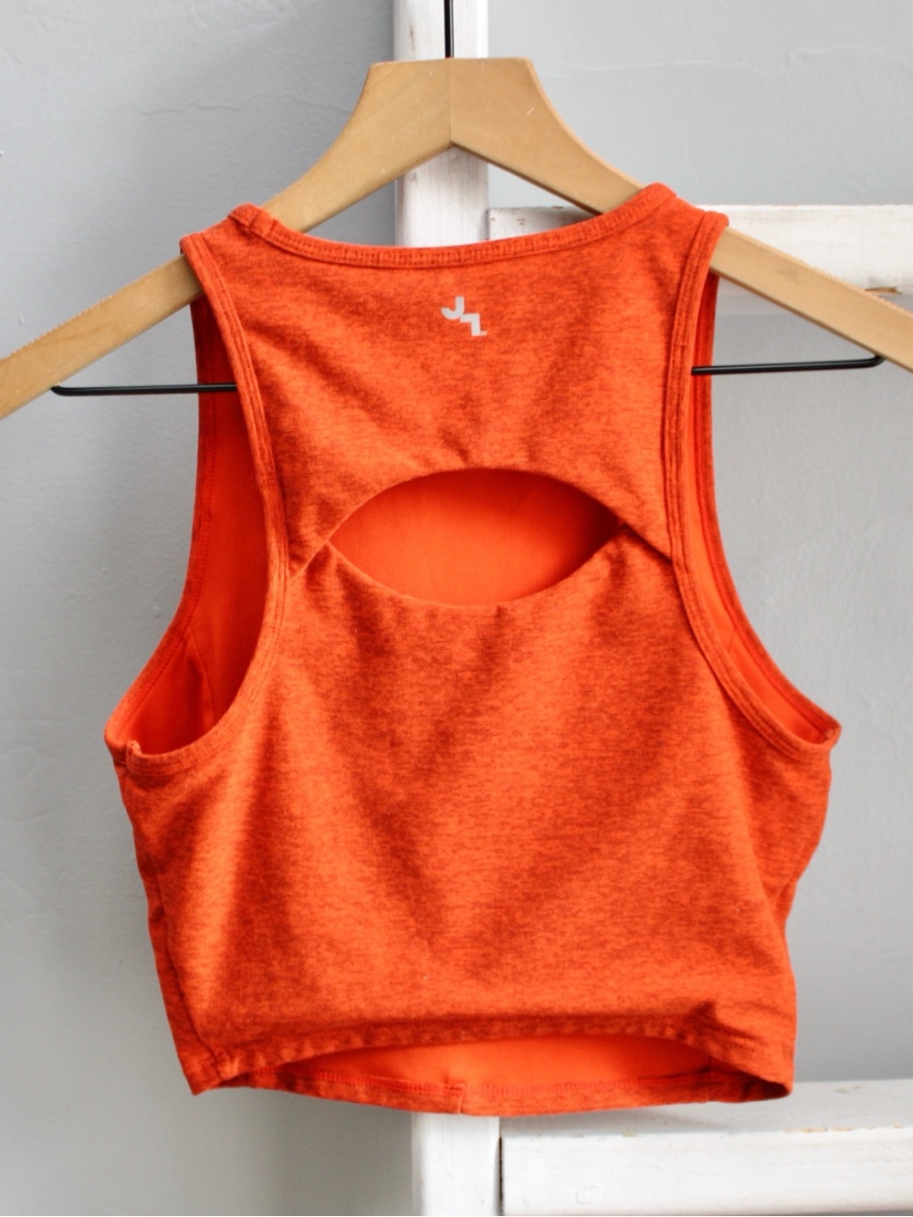 JoyLab Heathered Orange Fitted Crop Tank Top Sports Bra Size Small - Picture 2 of 3